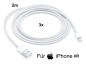 Preview: 3x iPhone XR Lightning auf USB Kabel 2m Ladekabel